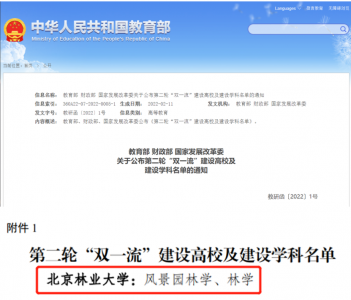 北京林业大学是双一流大学吗 属于国家重点建设高校吗