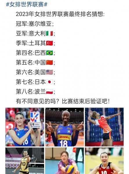 世界女排联赛排名