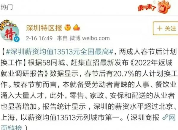 深圳平均工资多少钱一个月