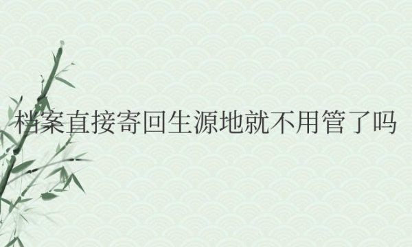 档案直接寄回生源地就不用管了吗