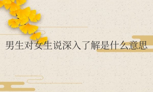 男生对女生说深入了解是什么意思