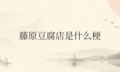 藤原豆腐店是什么梗 头文字D男主角家开的豆腐店