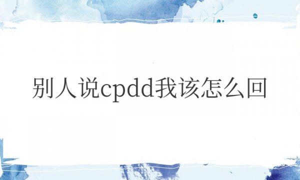 如果别人说cpdd我该怎么回答