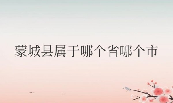 蒙城县属于哪个省哪个市管辖的