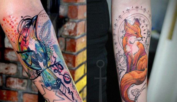 欧美女孩的花臂纹身造型超酷！