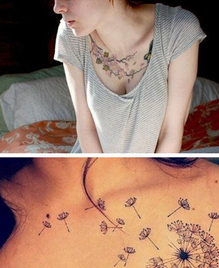 精致唯美的女生锁骨纹身图案图片