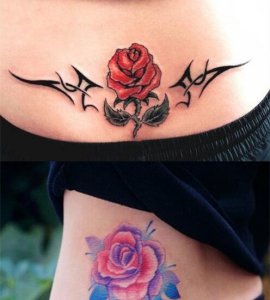 精致且女人味十足的女生玫瑰花纹身图案