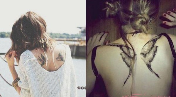 造型别致的高人气女生后背纹身图案图片