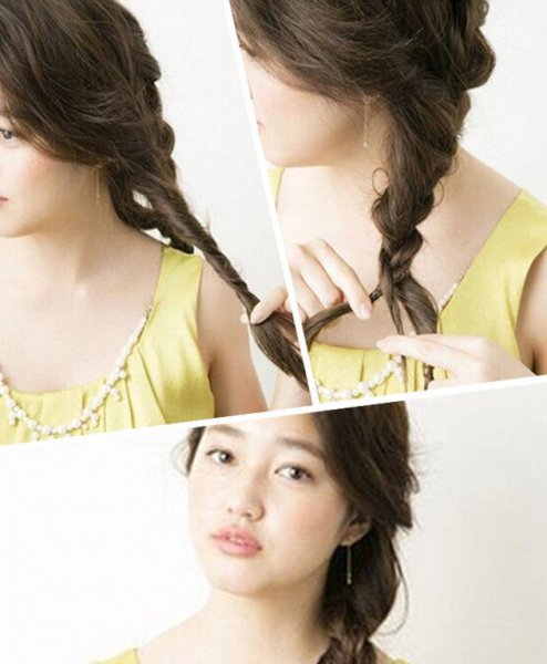 时尚优雅的韩式麻花辫发型扎法