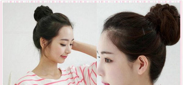 韩式无刘海丸子头可爱发型图片