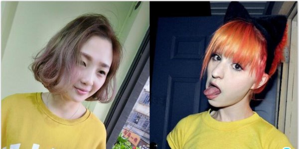 女生渐变色染发发型凸显时尚个性