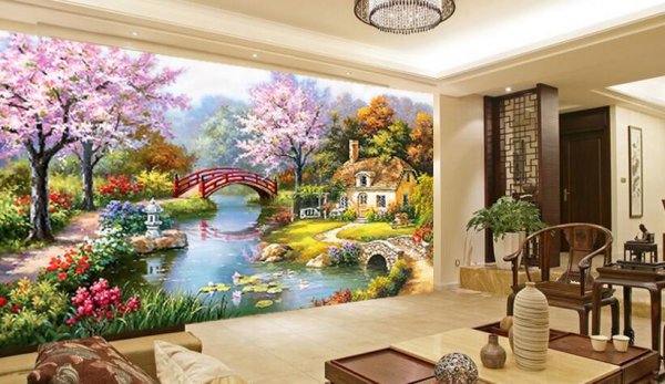 极具寓意的客厅风景十字绣图案