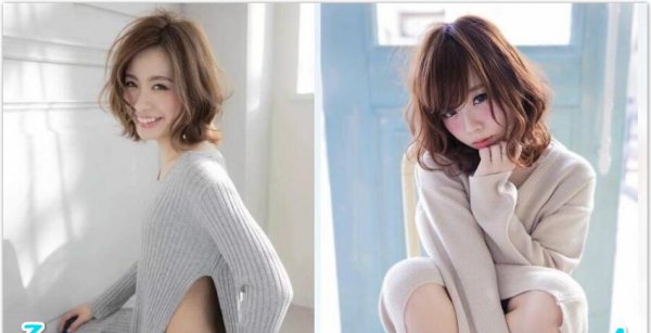 甜美日系中发烫发发型图片
