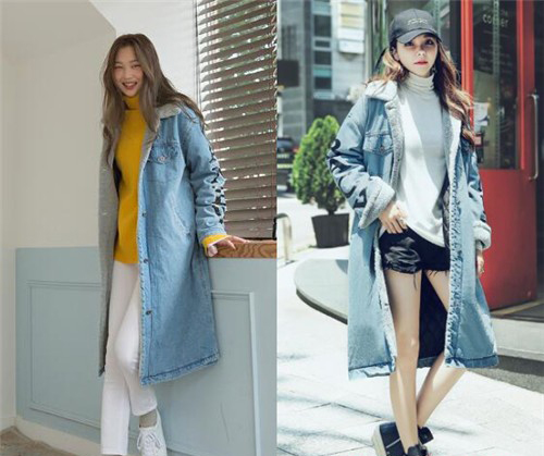 韩版牛仔棉服外套显年轻又潮流