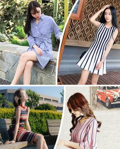 韩国时尚条纹连衣裙 承包你春季的美！