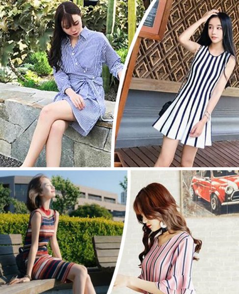 韩国时尚条纹连衣裙