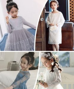 韩版长袖女童连衣裙 蕾丝裙最为美腻