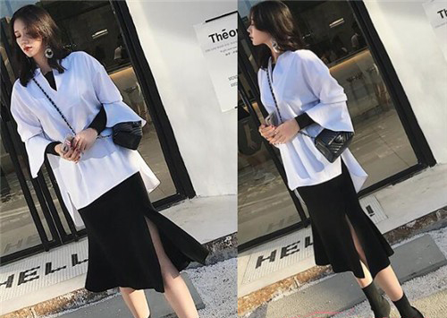 针织开叉鱼尾半身裙演绎俏皮女人味
