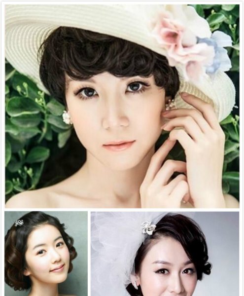 盘点各式最新短发新娘婚纱照发型
