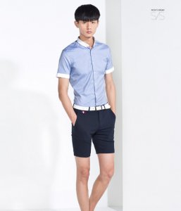 韩版时尚男装修身短袖衬衫 潮流修身短袖衬衫：韩式时尚男装