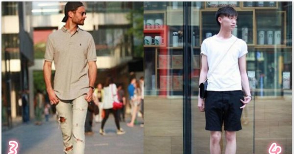 夏季男生穿衣打扮：时尚T恤型男街拍搭配