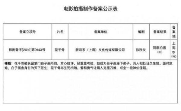 花千骨电影版立项