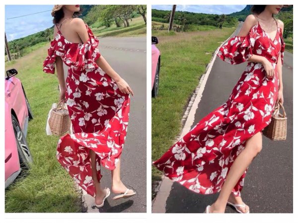 碎花裙想要摆脱土气感