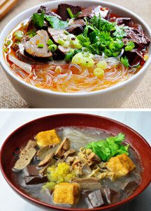 南京风味小吃鸭血粉丝汤 南京特色美食：浓郁鸭血粉丝汤的诱人风味