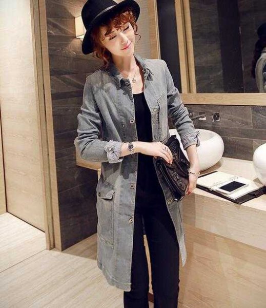 春季中长款牛仔女外套掀起流行风潮