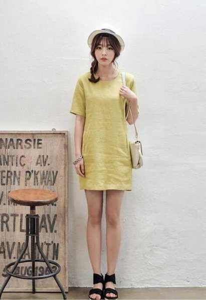 夏季韩版棉麻连衣裙休闲时尚穿出来