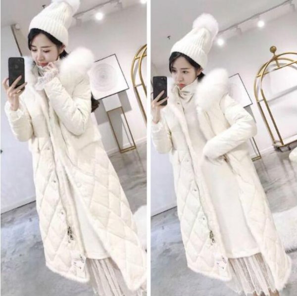 矮个子女士也能穿的长款韩式羽绒服