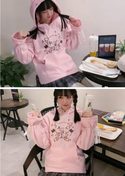 女士宽松加绒卫衣