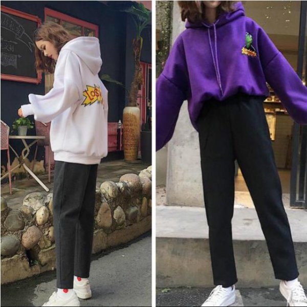 女士宽松加绒卫衣