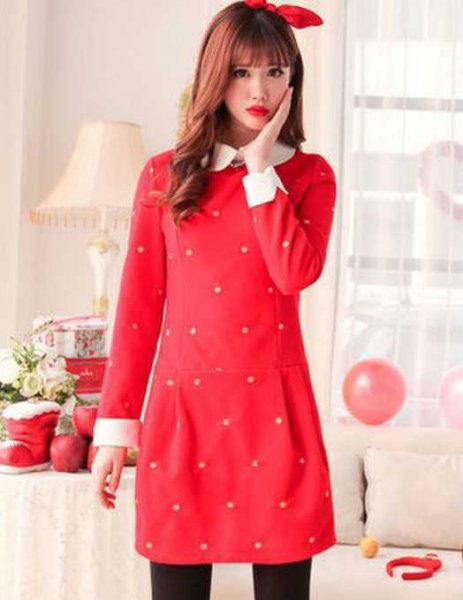【爆款】2024年最新洋气红的冬季连衣裙