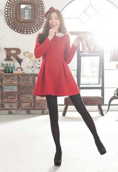 【爆款】2024年最新洋气红的冬季连衣裙