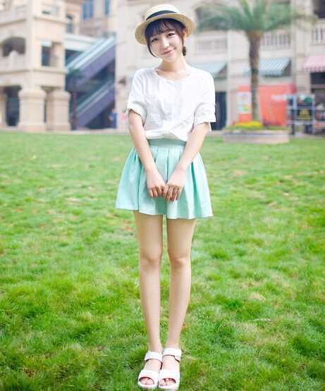糖果色夏季短裙美搭