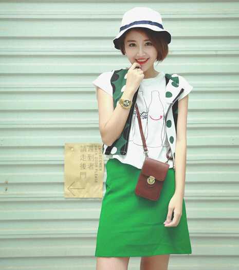 糖果色夏季短裙美搭