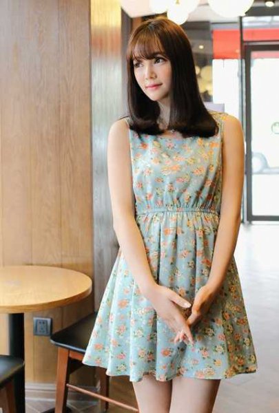 夏季田园小碎花雪纺短裙