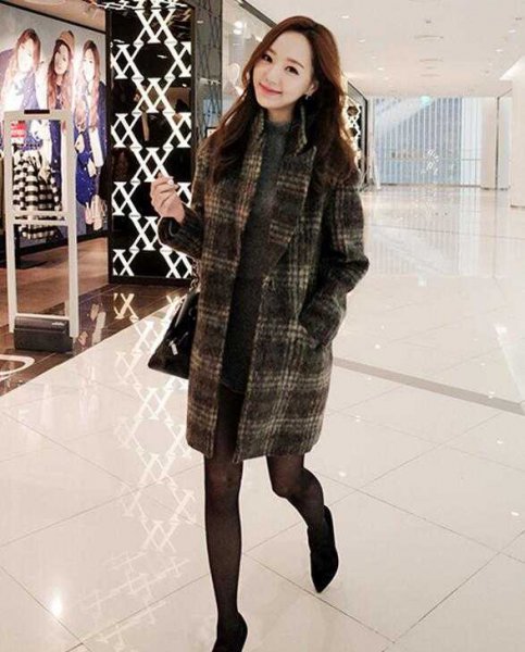 韩版女式中长款呢子外套图片