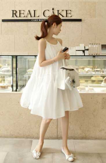 韩版夏季白色吊带连衣裙