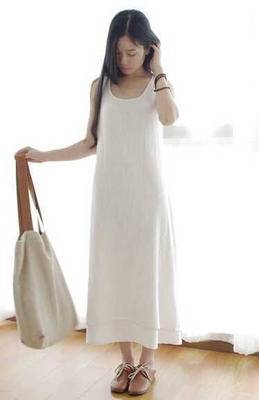 韩版夏季白色吊带连衣裙