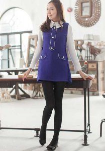 冬季紫色无袖淑女裙搭配 紫色无袖淑女裙的冬季搭配