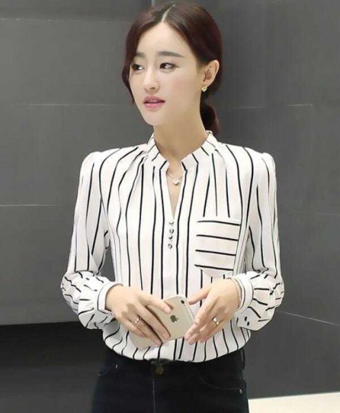 魅力女人在秋季不能少一件新款长袖雪纺衫