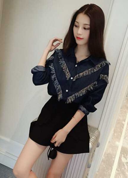 2024秋款个性流苏牛仔女装