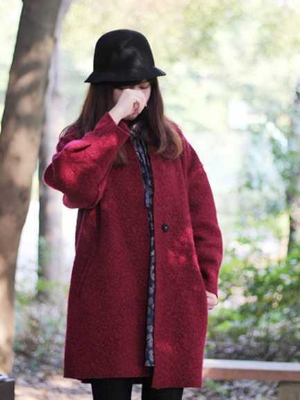 韩国新款茧形羊毛大衣图片