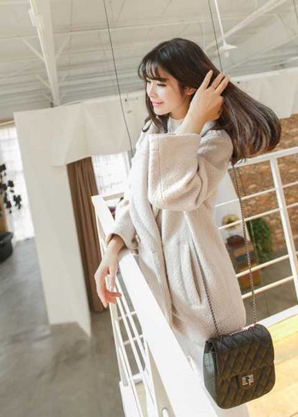 韩国新款茧形羊毛大衣图片