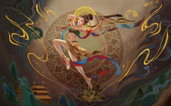 敦煌飞天的飘逸感通过什么来表现