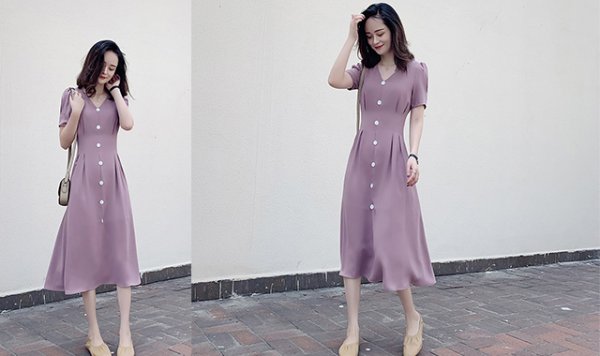 香芋紫色连衣裙搭配外套