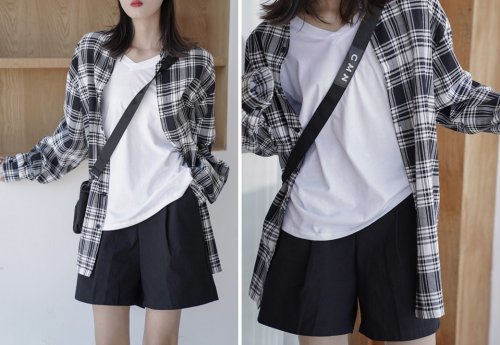 格子衬衫怎么搭配好看图片女