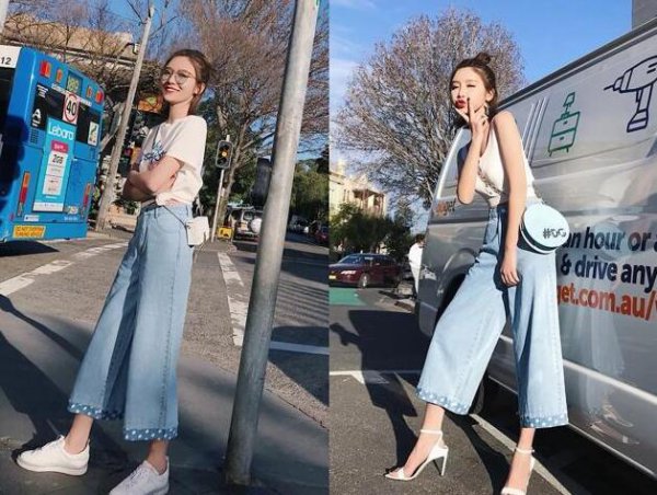 牛仔阔腿裤怎么搭配衣服